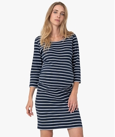 GEMO Robe de grossesse ajustée en maille rayée Imprimé