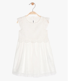 GEMO Robe bébé fille sans manches en tulle et broderie Beige