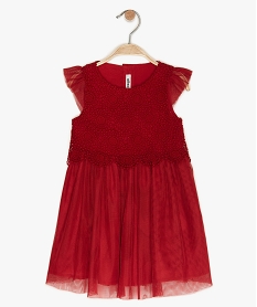 robe bebe fille sans manches en tulle et broderie rougeB204701_1