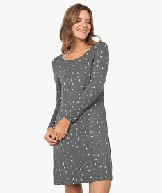 GEMO Chemise de nuit à manches longues femme Gris