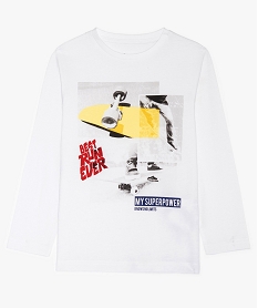 GEMO Tee-shirt garçon à manches longues motif XXL blanc vif