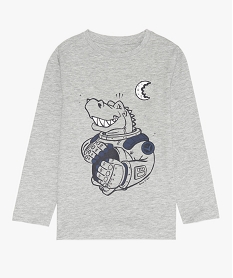 GEMO Tee-shirt garçon à manches longues motif XXL dinosaure astronaute Gris