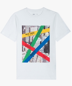 tee-shirt garcon motif urbain blancB206301_1