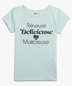 GEMO Tee-shirt fille imprimé à manches courtes vert vif