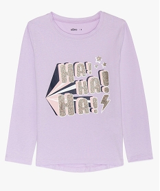 GEMO Tee-shirt fille à manches longues avec motif fantaisie Violet