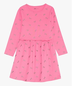 GEMO Robe fille en maille imprimée à manches longues motif licornes paillletées Rose