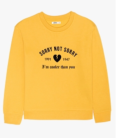 GEMO Sweat fille avec large inscription sur lavant Jaune