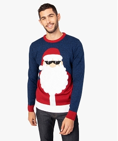 pull de noel pour homme avec motif en maille peluche bleuB209801_1