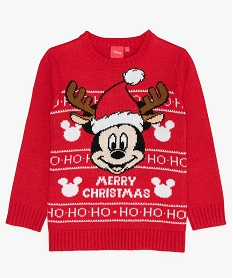 GEMO Pull de Noël garçon avec motif Mickey - Disney Rouge