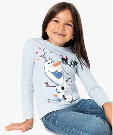 GEMO Tee-shirt fille à manches longues avec motif – La Reine des Neiges Bleu
