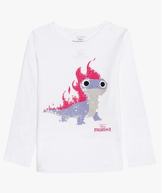 GEMO Tee-shirt fille à manches longues avec motif – La Reine des Neiges Blanc