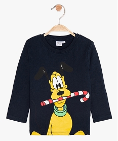 tee-shirt bebe garcon imprime noel pluto - disney bleu tee-shirts manches longuesB212901_1