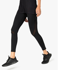 GEMO Leggings de sport femme avec bandes texturées et résille Noir