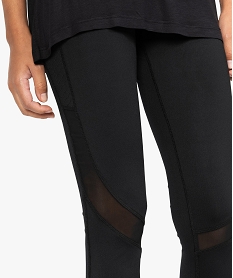 leggings de sport femme avec bandes texturees et resille noirB215201_2