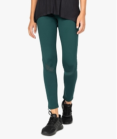 GEMO Leggings de sport femme avec bandes texturées et résille Vert