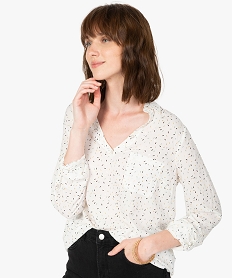 GEMO Blouse femme fluide à motifs et col v à boutons Imprimé