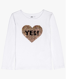 GEMO Tee-shirt fille avec motif en sequins réversibles Blanc