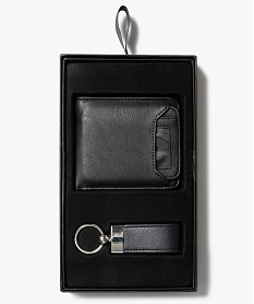 GEMO Portefeuille homme avec porte clé et boite cadeau Noir