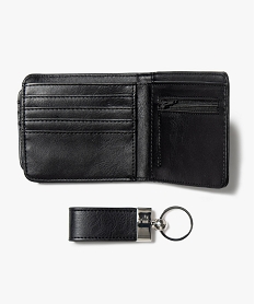 portefeuille homme avec porte cle et boite cadeau noirB218501_2