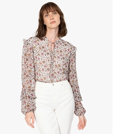 blouse femme a motifs fleuris avec volants sur les manches imprimeB218701_1