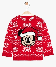 GEMO Pull de Noël bébé garçon en jacquard motif Mickey - Disney Rouge