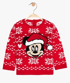 pull de noel bebe garcon en jacquard motif mickey - disney rougeB221601_1