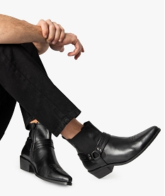 GEMO Boots homme unis zippés style santiags Noir