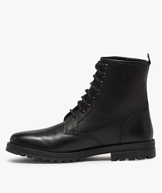 boots homme style rangers a lacets dessus cuir uni noirB223001_3