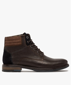 boots homme a lacets dessus cuir et col rembourre brun bottes et bootsB223101_1