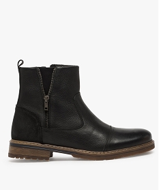 GEMO Boots homme zippés dessus cuir et doublure chaude noir vif