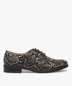 GEMO Derbies femme à talon plat et dessus fantaisie motif animalier Gris