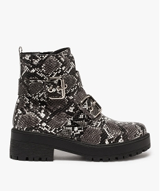 GEMO Boots femme rock à talon carré et semelle crantée gris standard