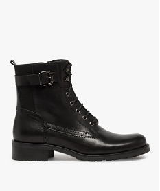 GEMO Boots femme zippés à lacets et motifs perforés noir standard