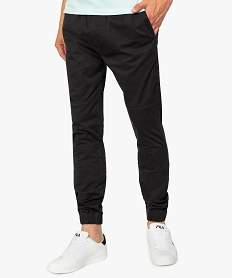 GEMO Pantalon homme en toile avec taille et bas élastiqué Gris