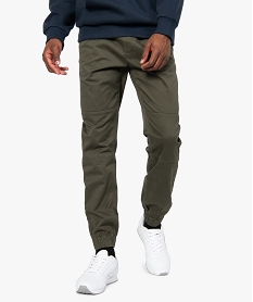 pantalon homme en toile avec taille et bas elastique vert pantalons de costumeB225601_1