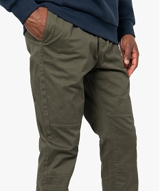 pantalon homme en toile avec taille et bas elastique vert pantalons de costumeB225601_2