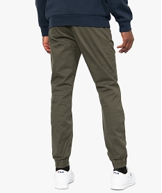 pantalon homme en toile avec taille et bas elastique vert pantalons de costumeB225601_3