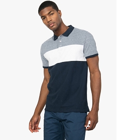 GEMO Polo homme à manches courtes tricolore Bleu