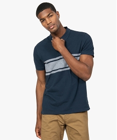 GEMO Polo homme à manches courtes avec rayures sur l’avant Bleu