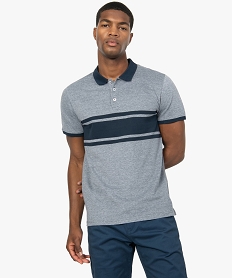 polo homme a manches courtes avec rayures sur lavant bleu polosB226201_1