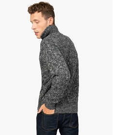 pull homme en maille torsadee a col montant zippe grisB226401_3