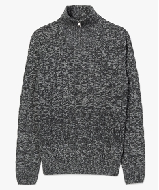 pull homme en maille torsadee a col montant zippe grisB226401_4