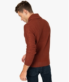 pull homme en maille torsadee a col chale rouge pullsB226701_3