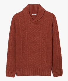 pull homme en maille torsadee a col chale rouge pullsB226701_4