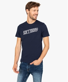 GEMO Tee-shirt homme à manches courtes avec motif brodé Violet