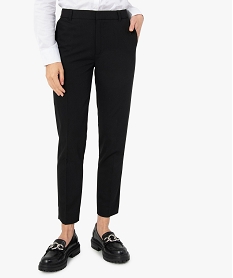 GEMO Pantalon femme en toile unie Noir