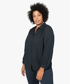 chemise femme en voile transparent avec manches froncees noir chemisiers et blousesB228301_1