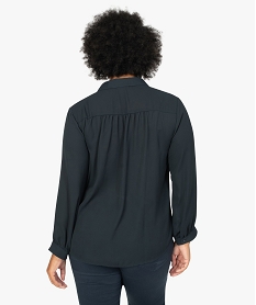chemise femme en voile transparent avec manches froncees noir chemisiers et blousesB228301_3