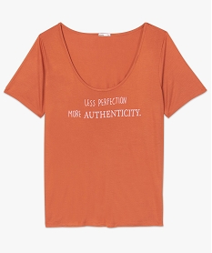 GEMO Tee-shirt femme à manches courtes avec inscription Orange