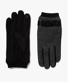 GEMO Gants tactiles pour homme à motifs chevrons gris standard